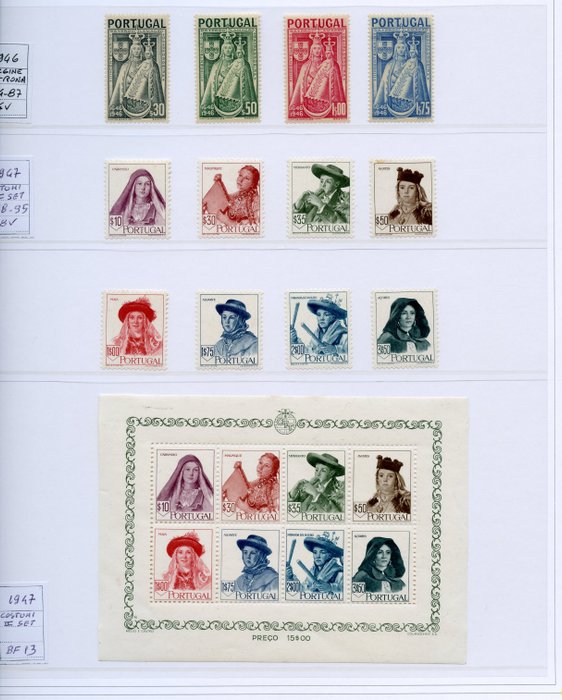 Portugal 1946/1952 - Issues of the period on album sheets