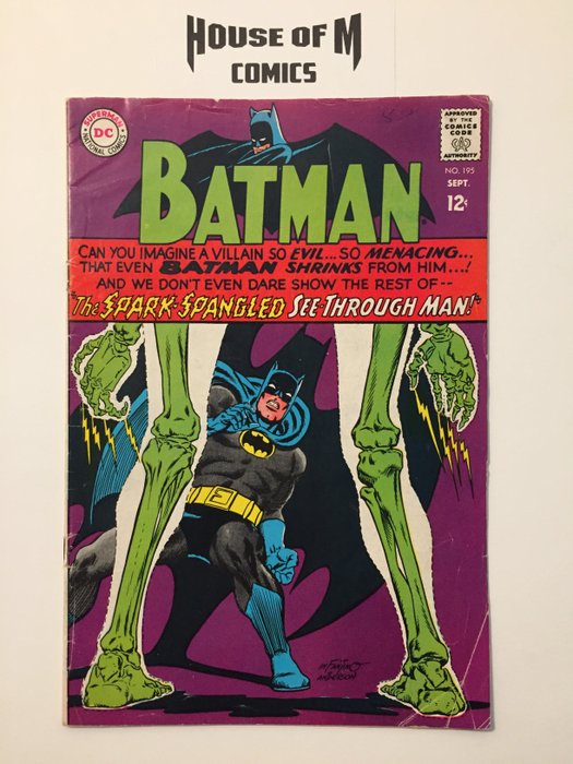 Batman # 195 The Spark-Spangled See-Through Man! - Mid to Higher Grade - Geniet - Eerste druk - (1967)