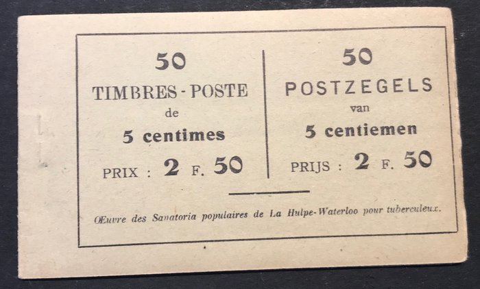 Belgien 1912/1913 - Stamp booklet A13c(2) "La Royale Belge" Complete - VERY FRESH - OBP A13d