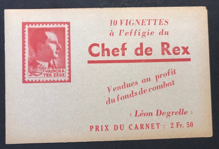 Belgien 1942 - Leon Degrelle 'Rex Defeat' booklet vignettes - Curiosity "Stamps attached reversed" - E29A-Cu