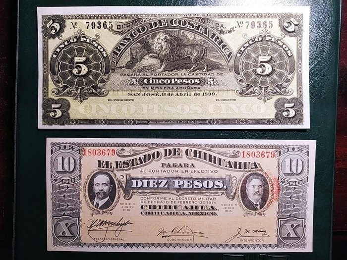 Monde - Costa Rica, Mexique - 2 banknotes - Various dates