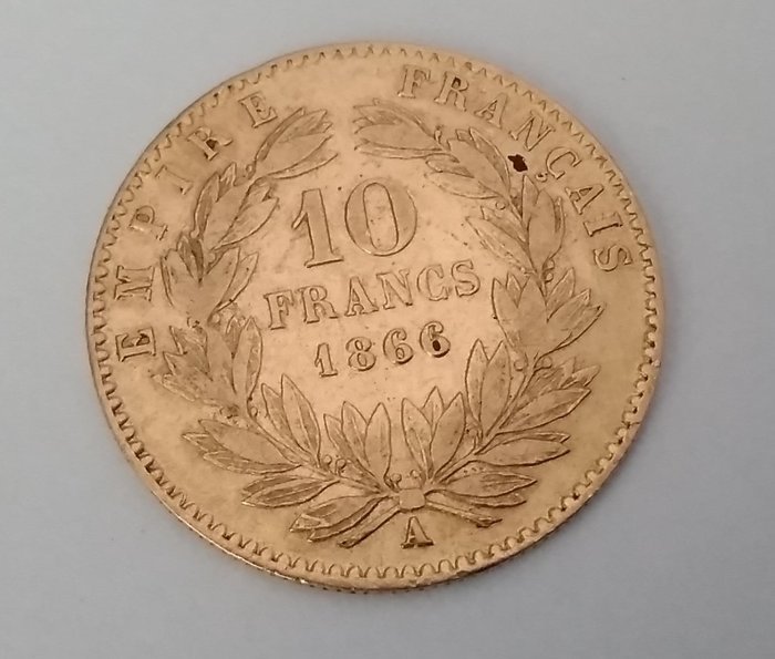 France. Napoléon III (1852-1870). 10 Francs 1866-A, Paris