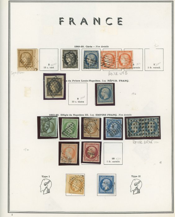 France 1849/1900 - COTE +8000 - Belle collection de classiques Cérès, Napoléons et Sages, paires n°5 et 15