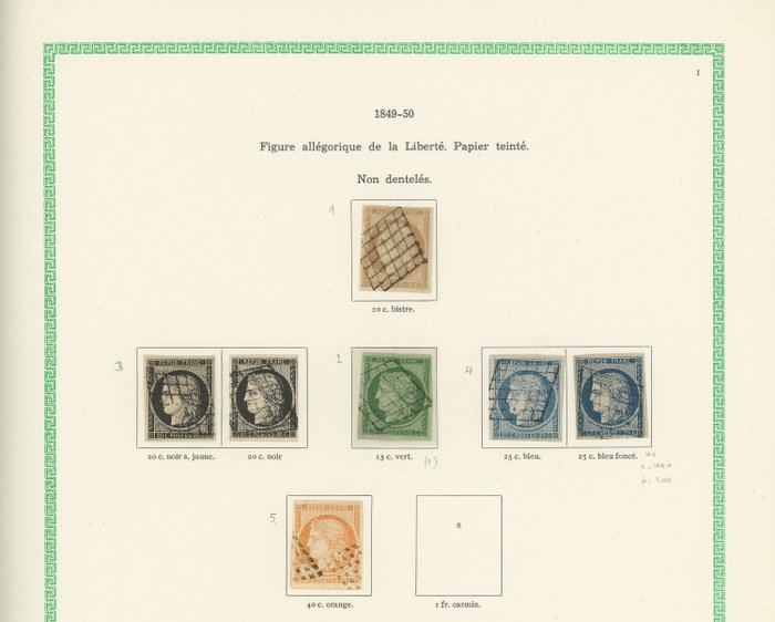 France 1849/1871 - COTE +7000 - Très belle collection classiques Cérès et Napoléons avec doubles pour nuances - Entre les n°1 et 35