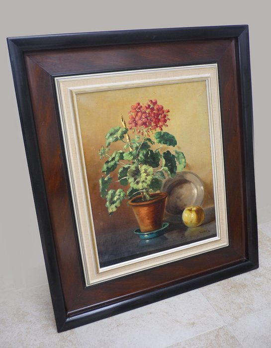 Tilly Moes (1899-1979) – Stilleven bloemen in een vaasje – Geraniums