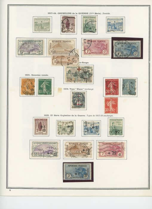 France 1900/1919 - COTE +3700 - Belle collection SM, 1ère et 2ème séries Orphelins complètes, 2Fr Merson,...
