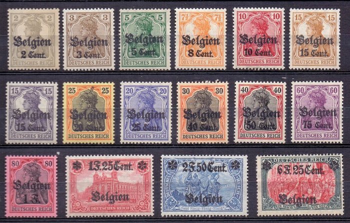 Belgien 1916 - Second series of occupation stamps - OBP/COB OC10/25
