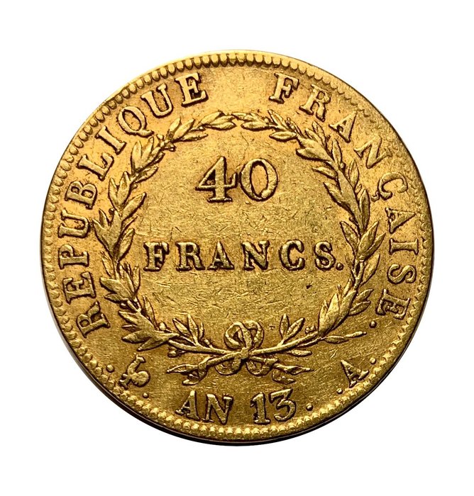 France. Napoléon I (1804-1814). 40 Francs A (Paris) An 13 (1804-1805)