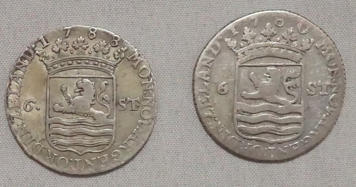 Netherlands, Zeeland. Scheepjesschelling 1780 en 1788