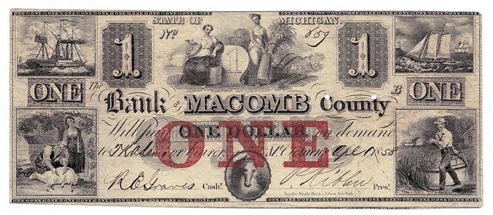 United States of America - Obsolete currency - 1 Dollar 1858 - Macomb County