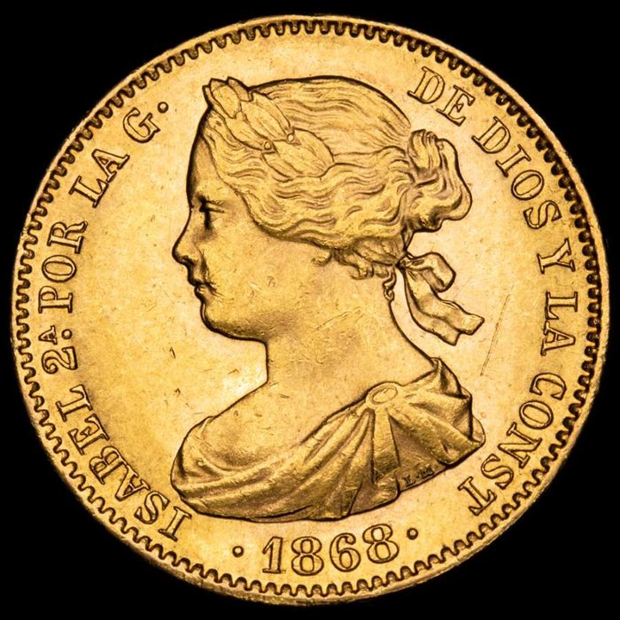Spanien. Isabel II (1833-1868). 10 escudos 1868 (Madrid)