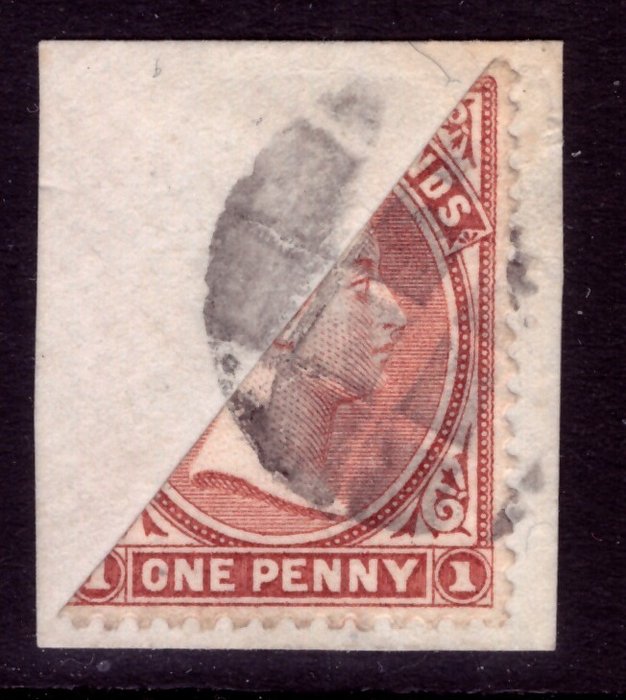 Îles Malouines 1878 - bisected 1d claret on piece - Stanley Gibbons 1