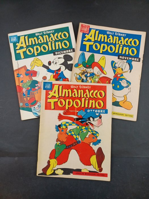 Topolino Almanacco nn. 39, 40, 41 - Annata Completa - I Primi Tre Almanacchi - Agrafé - EO - (1956)