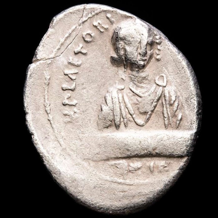 Roman Republic. M. Plaetorius M.f. Cestianus, 67 BC. AR Denarius,  Rome, 69 BC. Half-length figure facing of boy holding tablet inscribed SORS. Rare.