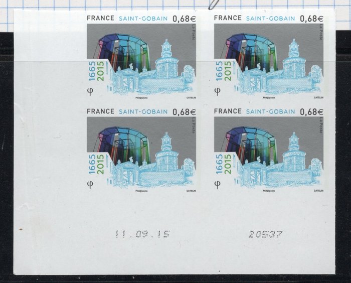 Frankreich 2015 - 4984** accidentally imperforate with dated corner unique?, signed Brun, RRR variety, not valued, not - YVERT