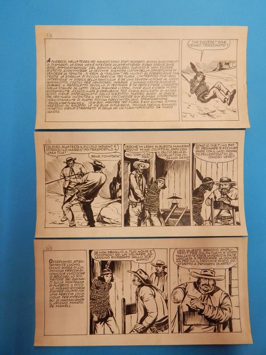 Piccola Freccia n. 3 - F. Corbella  -  Episodio Originale Completo di 32 Tavole "Tompson il monaco" - Page volante - Exemplaire unique - (1950)