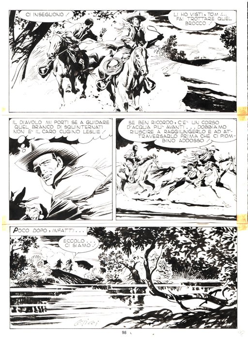 Tex n. 297 - Giovanni Ticci - Tavola Originale "Gli Avvoltoi" - Page volante - Exemplaire unique - (1985)