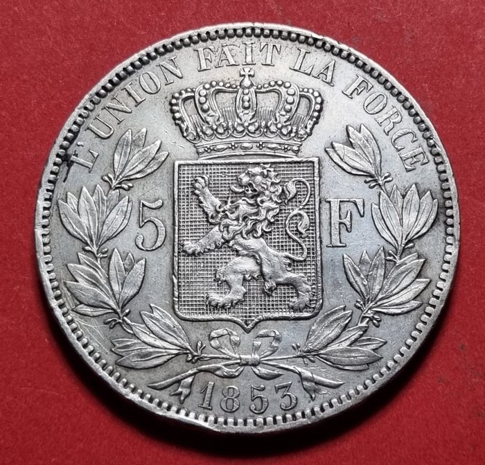 Belgien. Leopold I (1831-1865). 5 Francs 1853
