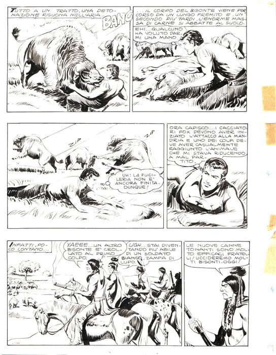 Zagor n. 4 - Gallieno Ferri - Tavola Originale "Corvo Giallo" - Page volante - Exemplaire unique - (1965)