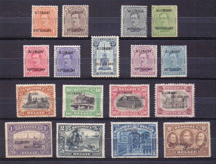 Belgien 1919 - Occupation stamps with overprint 'ALLEMAGNE - DUITSCHLAND' - OBP/COB OC38/54