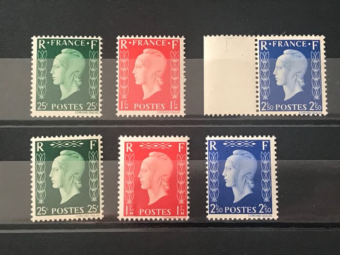 Frankreich 1942 - NO RP never issued stamps Marianne De Dulac - Yvert 701A/701F