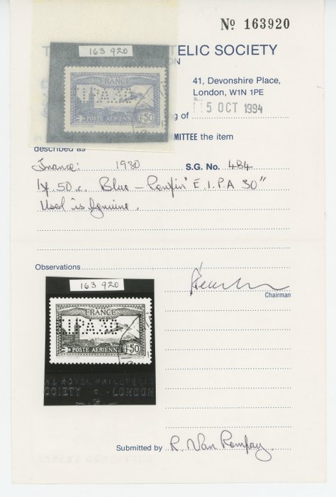 France 1927 - Fins de Catalogues PA/Journaux/FM dont EIPA 6c avec certificat et PA 15