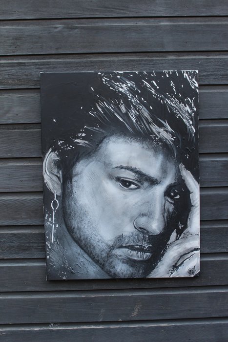 George Michael - Artwork/ Painting, Acrylicpaint, handpainted on a canvas wooden frame - 2022/2022