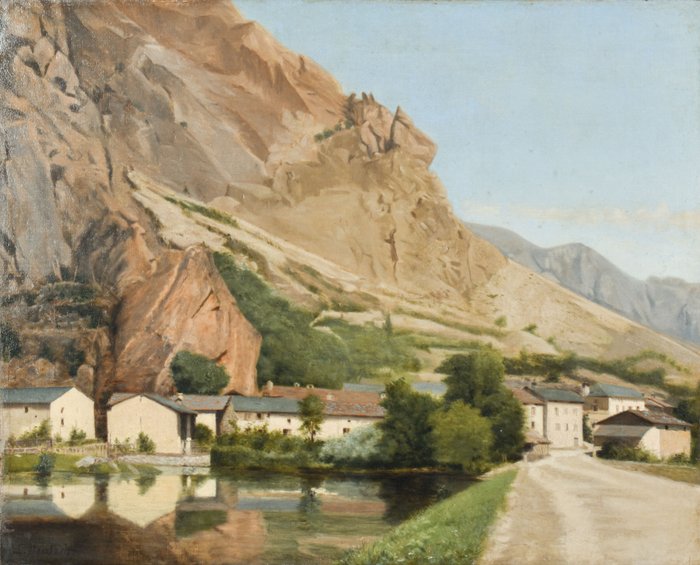 Ludwig Deutsch (1855-1935) - Dorp aan de voet van een berg