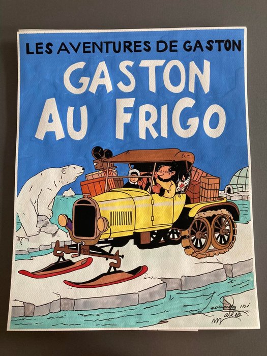 Di Matteo, Leonardo - Dessin original couleur - Homme à Franquin et Hergé