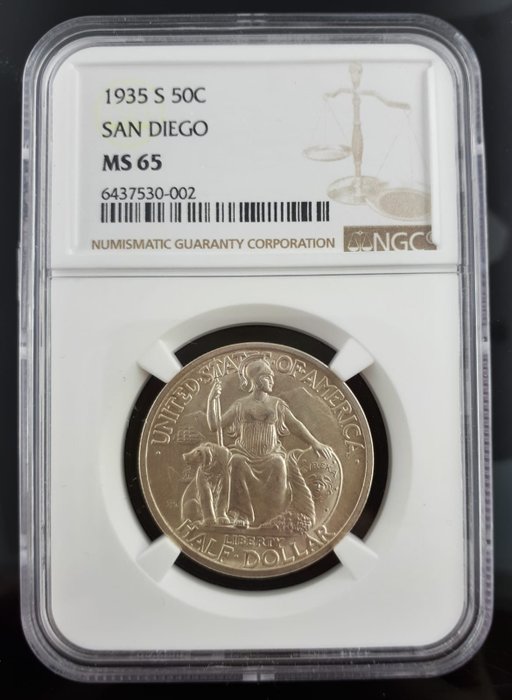 États-Unis. 50 Cent 1935-S 'San Diego' in MS65 NGC Slab