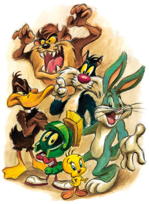 Bugs Bunny & Daffy Duck - Large Giclée - 60 x 43 cm - Joan Vizcarra Signed - Special Artist Edition - EO