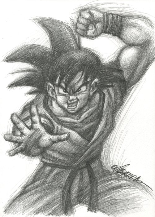 Son Goku "Kame Hame Ha" - Original drawing by Joan Vizcarra - Original Artwork - Pencil Art