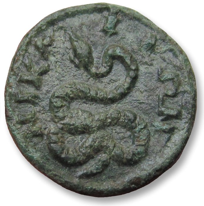 Roman Empire (Provincial). Geta as Caesar (AD 198-209). Æ 15mm provincial coin (hemi-assarion?),  Nicaea, Bithynia - rare type -