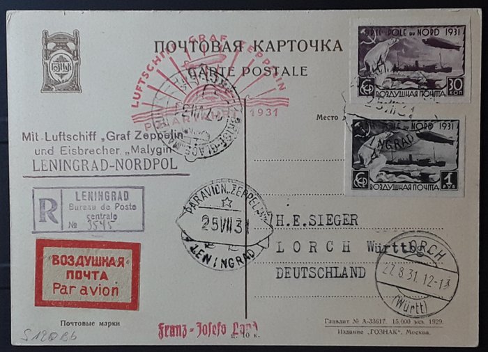 Union soviétique - Zeppelin document - Polarfahrt 1931