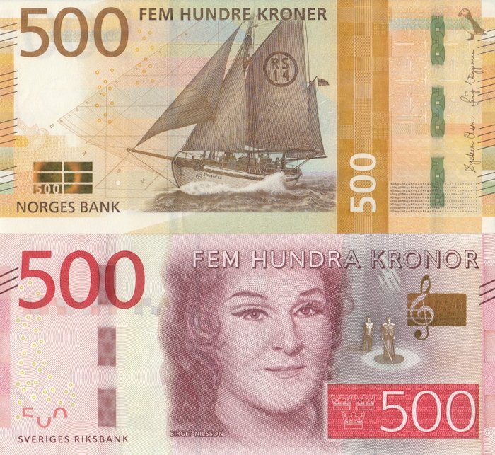 Monde - Norvège, Suède - 2 x 500 Kronor / Kroner 2016 - 2018 - Pick 56 / Pick 73