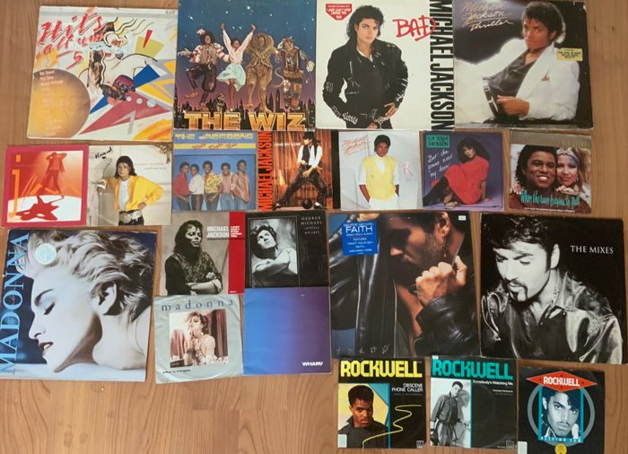 George Michael & Related, Madonna, Michael Jackson & Related - 5 Albums 1 Maxi single 15 singles 45rpm - Multiple titles - 45 rpm Single, LP's, Maxi single 12"inch - Various pressings (see description) - 1982/1999