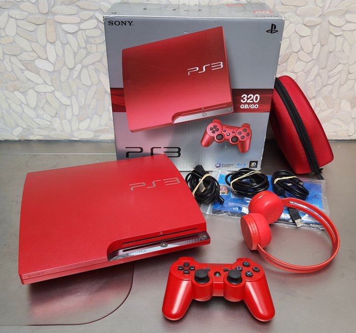Sony PS3 Slim 320 GB Scarlet Red - Console avec jeux - Dans la boîte d'origine