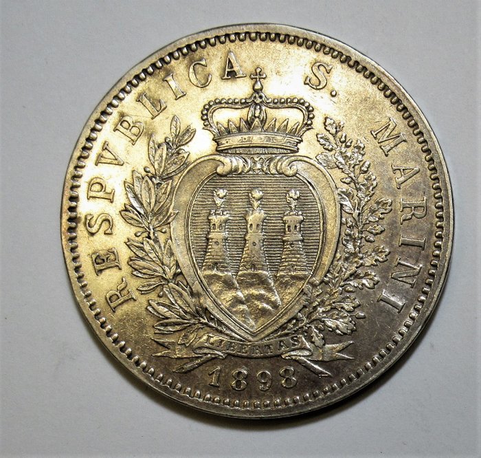 San Marino. 5 Lire 1898
