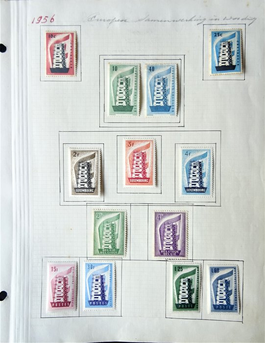 Europe CEPT and hangers-on- 1956/1965 - Small Europa-CEPT collection and followers on blank pages