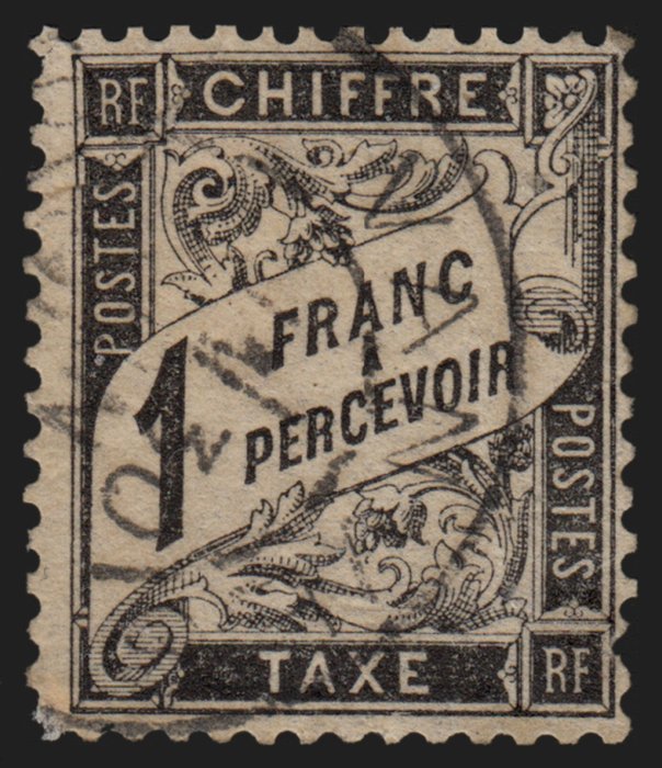 France 1882 - Taxe Duval, 1fr noir, oblitéré - Yvert Taxe n° 22