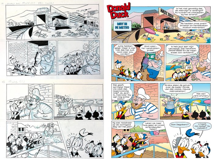 Donald Duck - H 2014-522 - Donald Duck - "Mot in de metro" - Signed Original comic page by Sander Gulien - Uniek exemplaar - (2015)