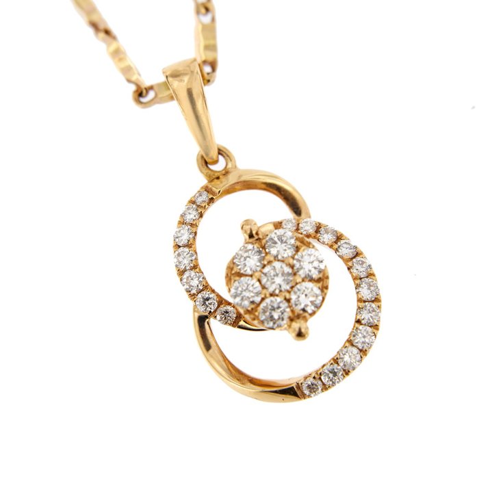 18 kt. Pink gold - Necklace with pendant - 0.30 ct Diamonds