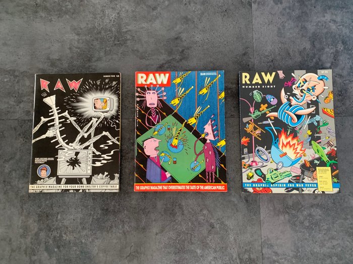 RAW - Rare 3 issues  #4, #6, #8 (HxW = 36 cm x  27 cm) - Geheftet - (1982/1986)