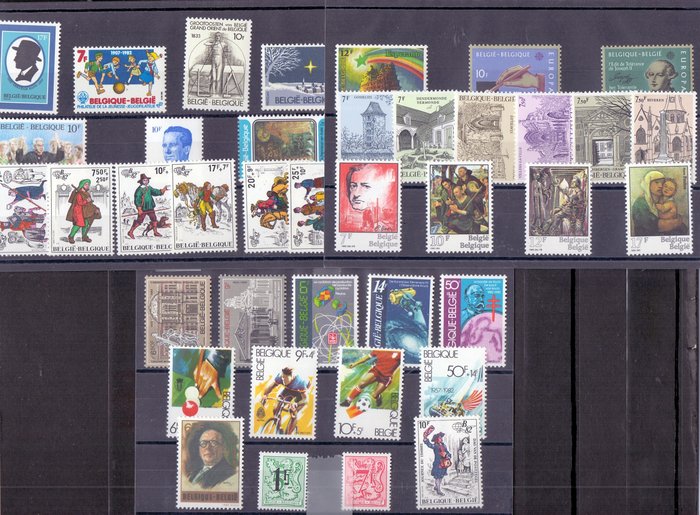 Belgien - Large batch of stamps with face value in Belgian Francs, wide variety of denominations