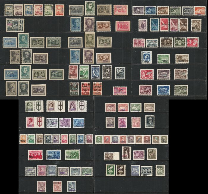Polen 1950 - Enormous collection of Groszy Overprinted stamps- All MNH - Mi# A564 - 667