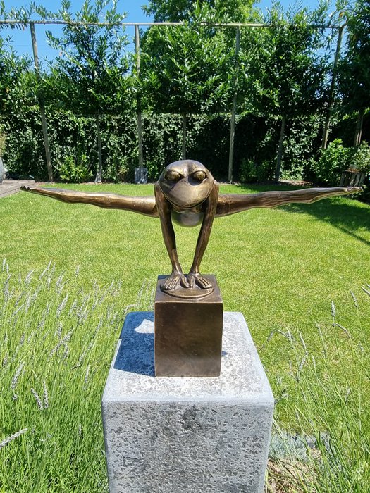 Figurine - Jumping frog - Bronze