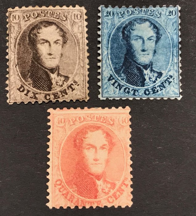 Belgien 1863 - Leopold I perforated medallion 10c-40c in Perforation 12 1/2 x 13 1/2 - OBP 14A/16A