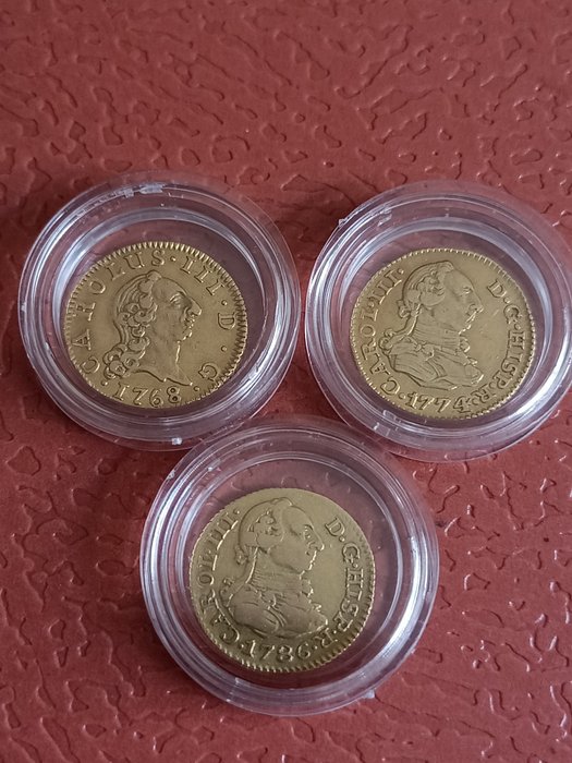 Koninkrijk Spanje. Carlos III (1759-1788). 1/2 Escudo Lote de 3 monedas - 1768, 1774, 1786 - Madrid