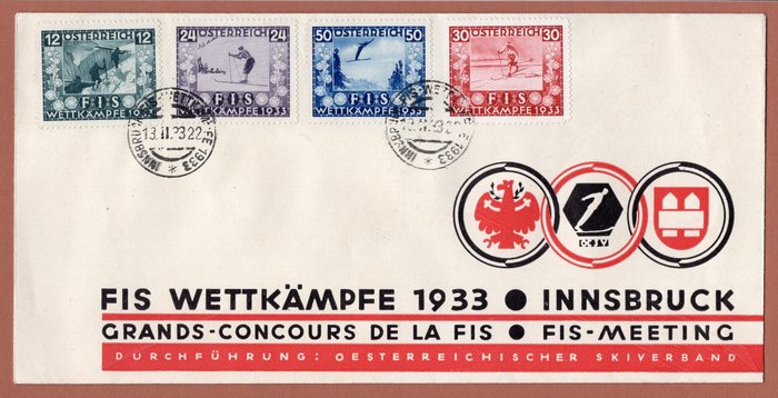Österreich 1933 - FIS I, Offizielles Kuvert - ANK 551-554