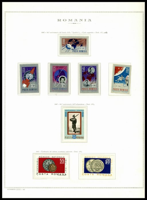 Rumänien 1967/1975 - Collection of stamps and souvenir sheets mounted on album sheets.